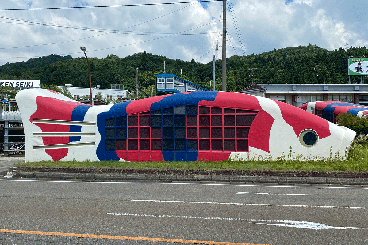 Koi carp statue in Ojiya, Niigata